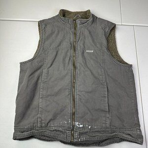 Wolverine Sherpa Lined Canvas Outdoor Work Vest‎ Full Zip Size L Used
